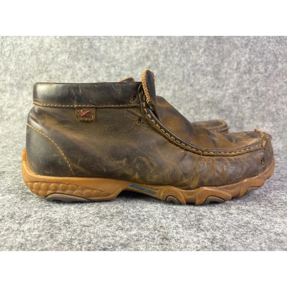 Twisted X Work‎ Driving Mocs Mens Size 8 Brown Leather CellStretch Boots